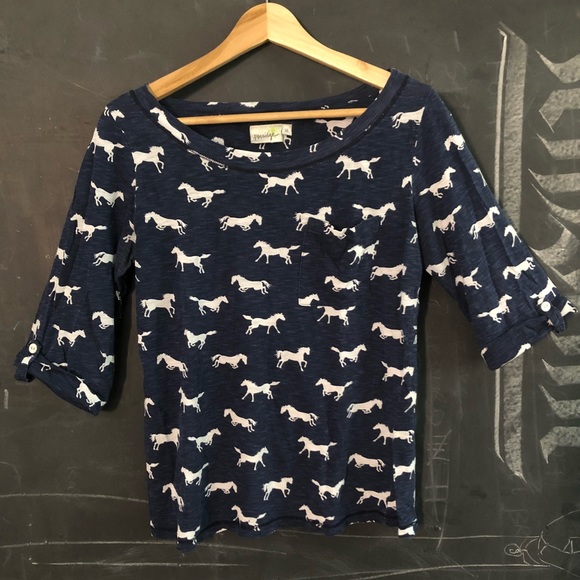 Anthropologie Tops - Porridge elbow length sleeve tee with horses.